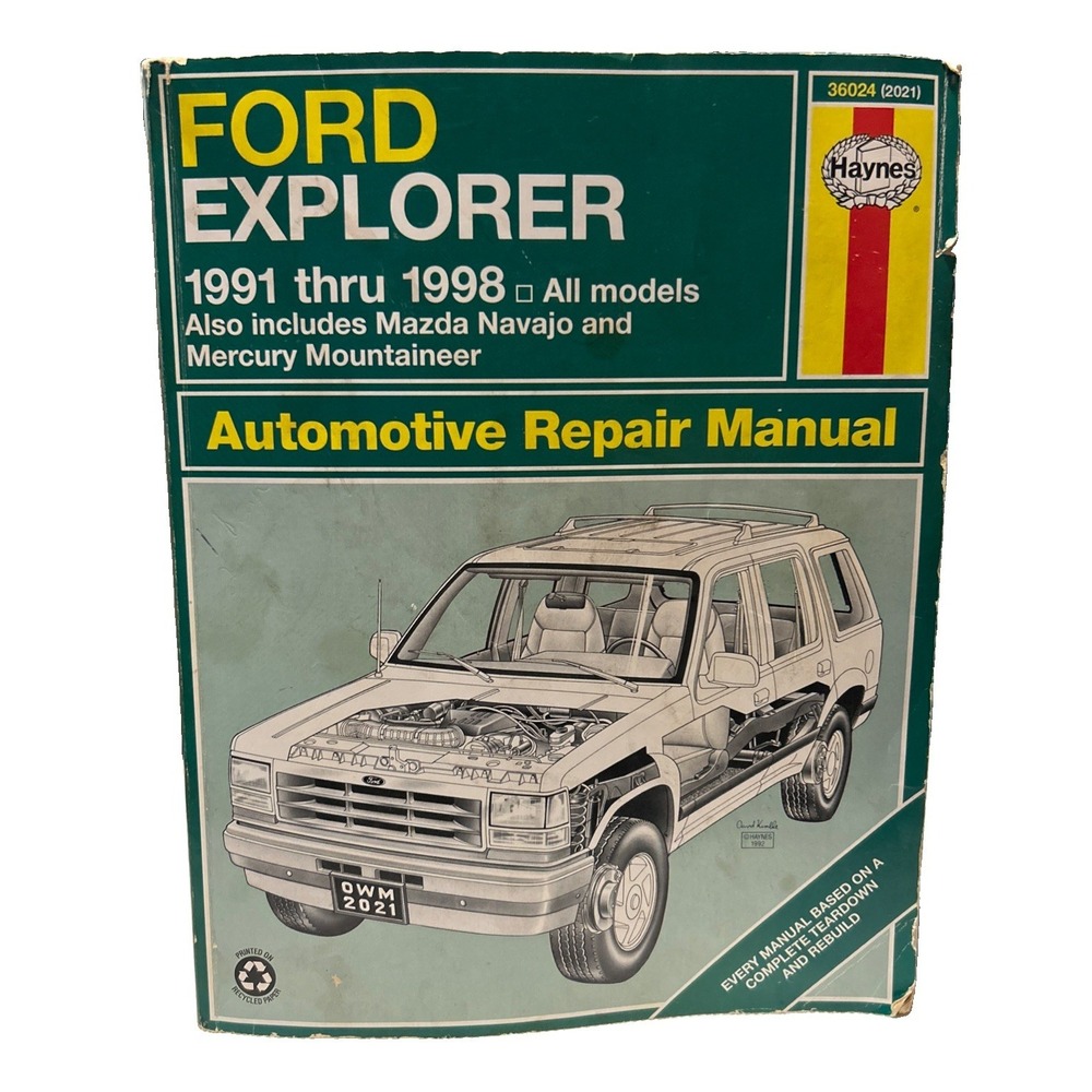 Haynes Ford Explorer, Mazda Navajo, and Mercury Mountaineer Repair Book 91-98
